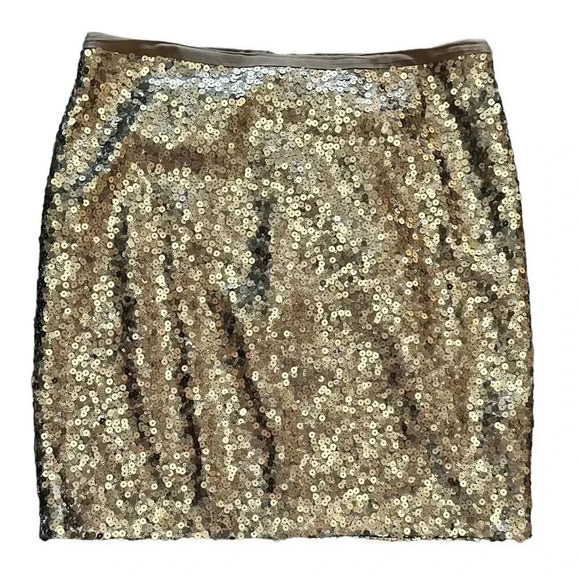 Cache Women's Gold Sequin Mini Skirt Size 12 - Picture 1 of 8